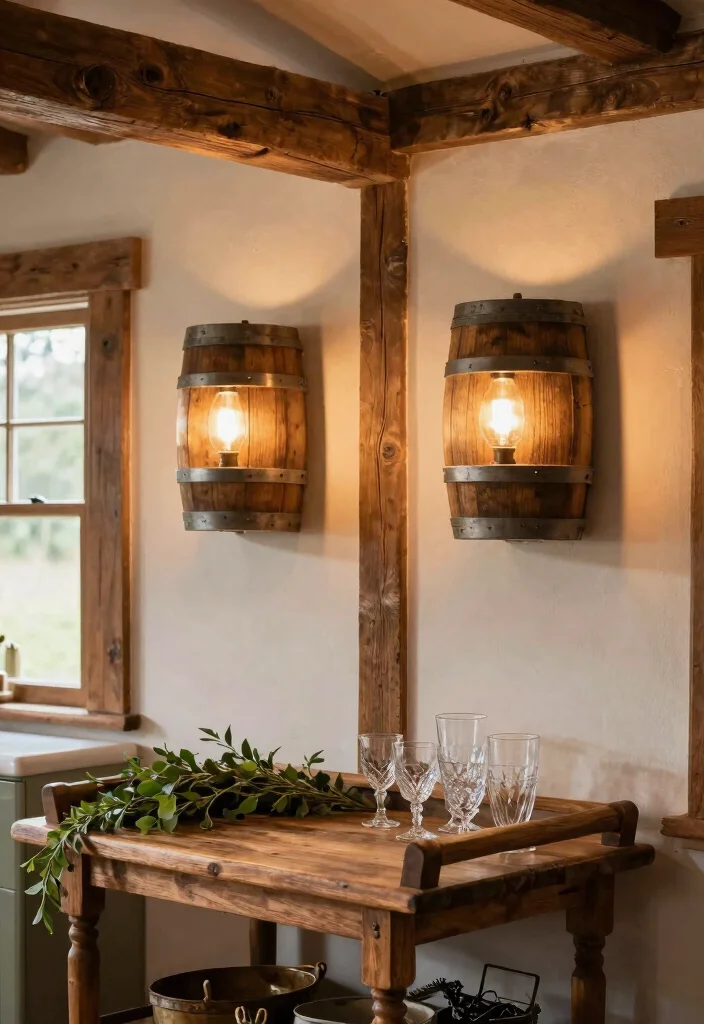 17 Kitchen Wall Lamp Ideas That Add Warm Lighting - 4. Repurposed Barrel Wall Lamps 1