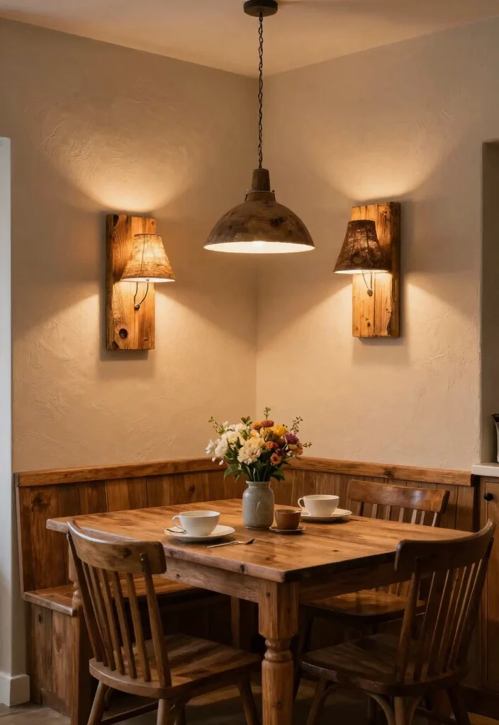 17 Kitchen Wall Lamp Ideas That Add Warm Lighting - 6. Rustic Wood Wall Lamps 1