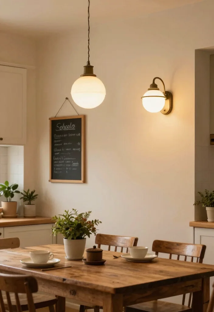 17 Kitchen Wall Lamp Ideas That Add Warm Lighting - 7. Vintage Schoolhouse Wall Lights 1