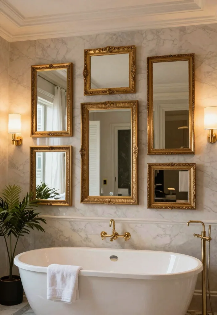 17 Mirror Wall Bathroom Ideas That Feel Luxe - 1. Opulent Framed Mirrors 1
