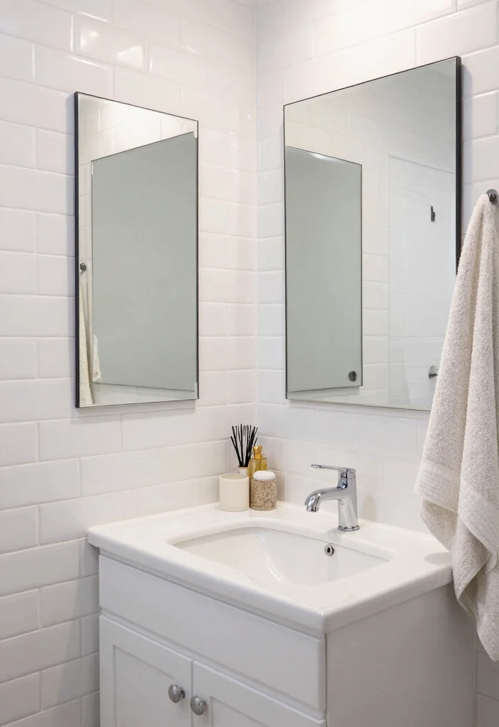 17 Mirror Wall Bathroom Ideas That Feel Luxe - 11. Classic White Subway Tile Mirrors 1