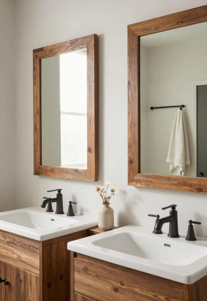 17 Mirror Wall Bathroom Ideas That Feel Luxe - 15. Textured Mirror Frames 1