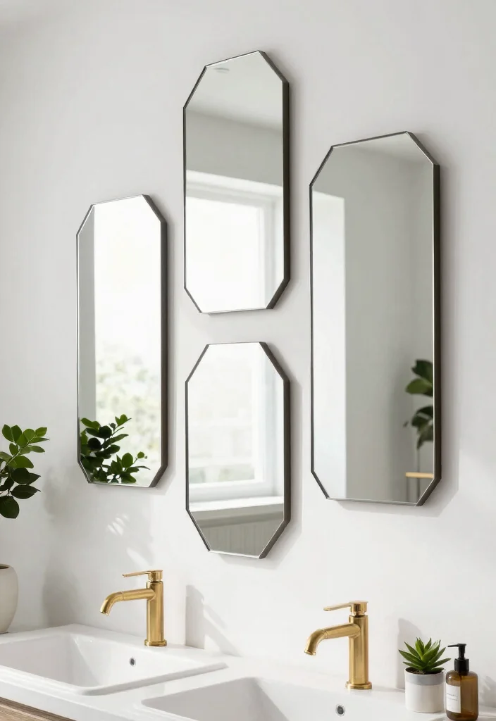 17 Mirror Wall Bathroom Ideas That Feel Luxe - 2. Contemporary Geometric Designs 1