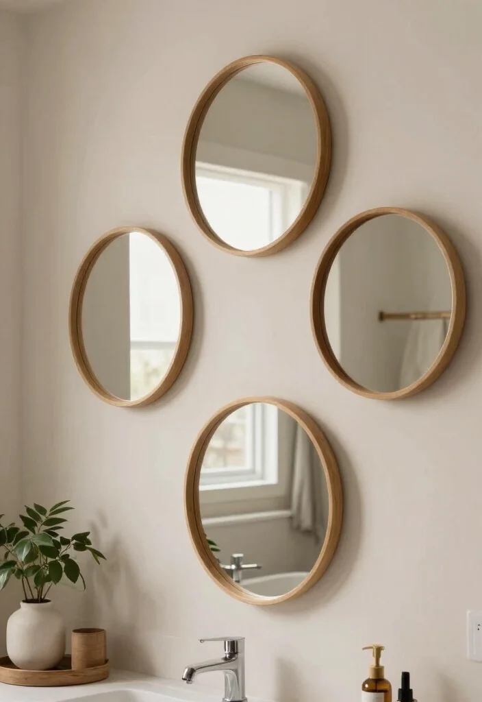 17 Mirror Wall Bathroom Ideas That Feel Luxe - 8. Round Mirrors for Soft Edges 1