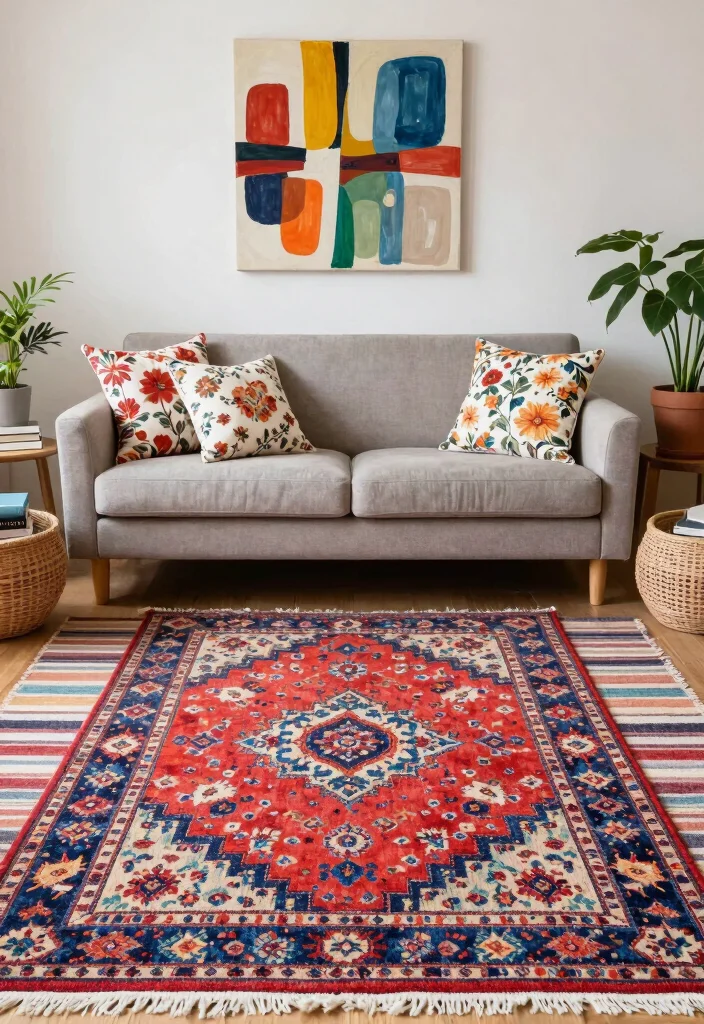 17 Rug Top View Ideas for Perfect Styling Inspiration - 10. Mix Prints and Patterns 1