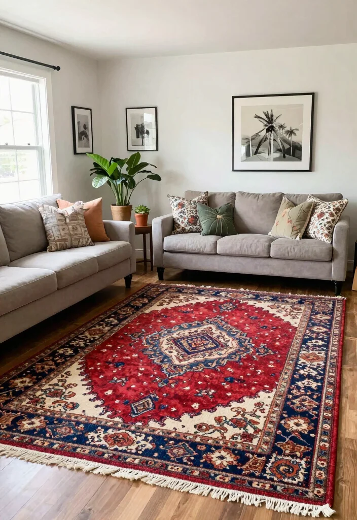 17 Rug Top View Ideas for Perfect Styling Inspiration - 11. Experiment with Scale 1