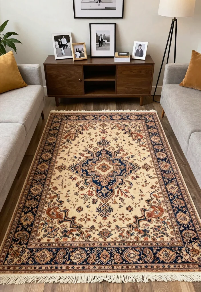 17 Rug Top View Ideas for Perfect Styling Inspiration - 14. Incorporate Family Heirlooms 1