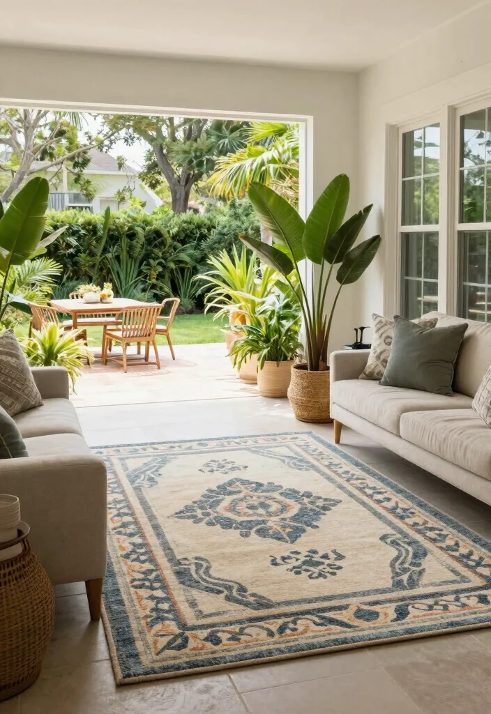 17 Rug Top View Ideas for Perfect Styling Inspiration - 15. Create an Indoor-Outdoor Flow 1