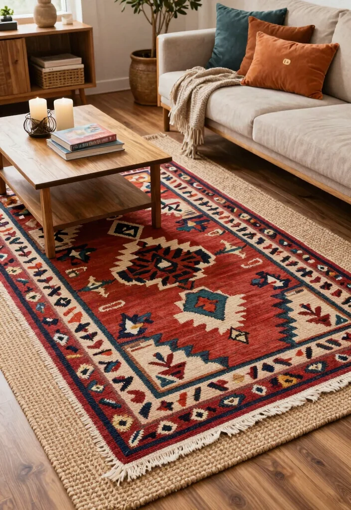 17 Rug Top View Ideas for Perfect Styling Inspiration - 2. Layer with Natural Textures 1