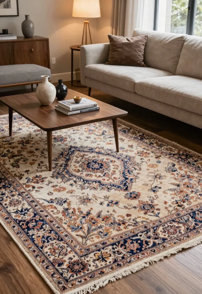 17 Rug Top View Ideas for Perfect Styling Inspiration - 3. Go Vintage 1
