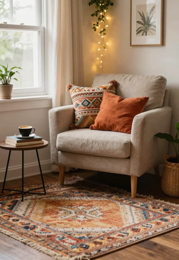 17 Rug Top View Ideas for Perfect Styling Inspiration - 4. Create a Cozy Reading Nook 1