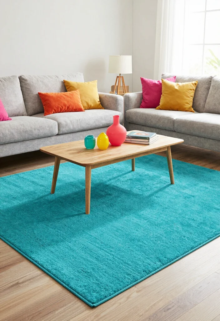 17 Rug Top View Ideas for Perfect Styling Inspiration - 5. Incorporate Unexpected Colors 1