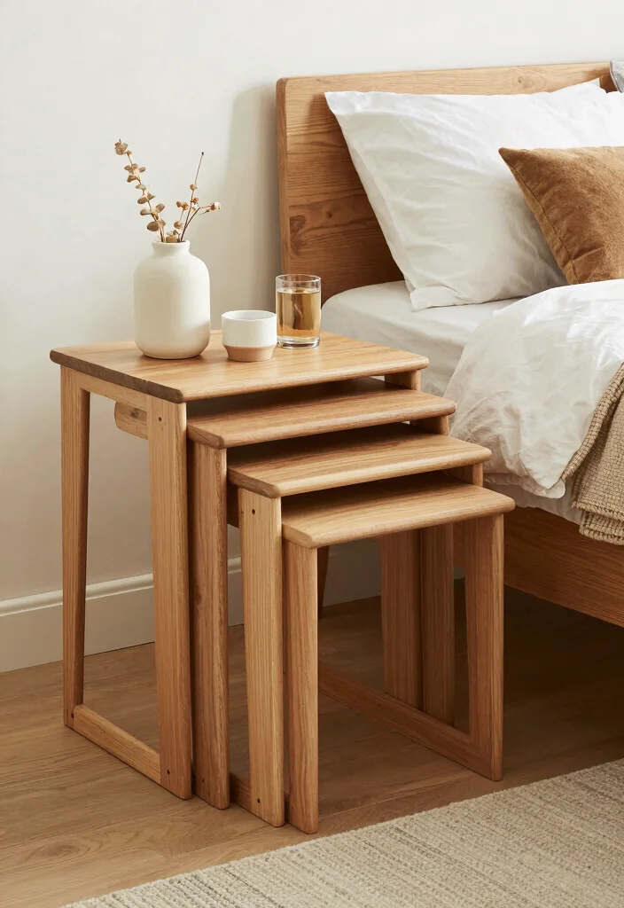 17 TV and Study Unit Bedroom Ideas That Save Space - 10. Nesting Tables for Extra Surfaces 1