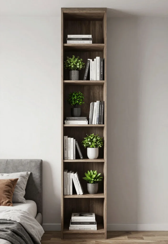 17 TV and Study Unit Bedroom Ideas That Save Space - 14. Vertical Storage Solutions 1