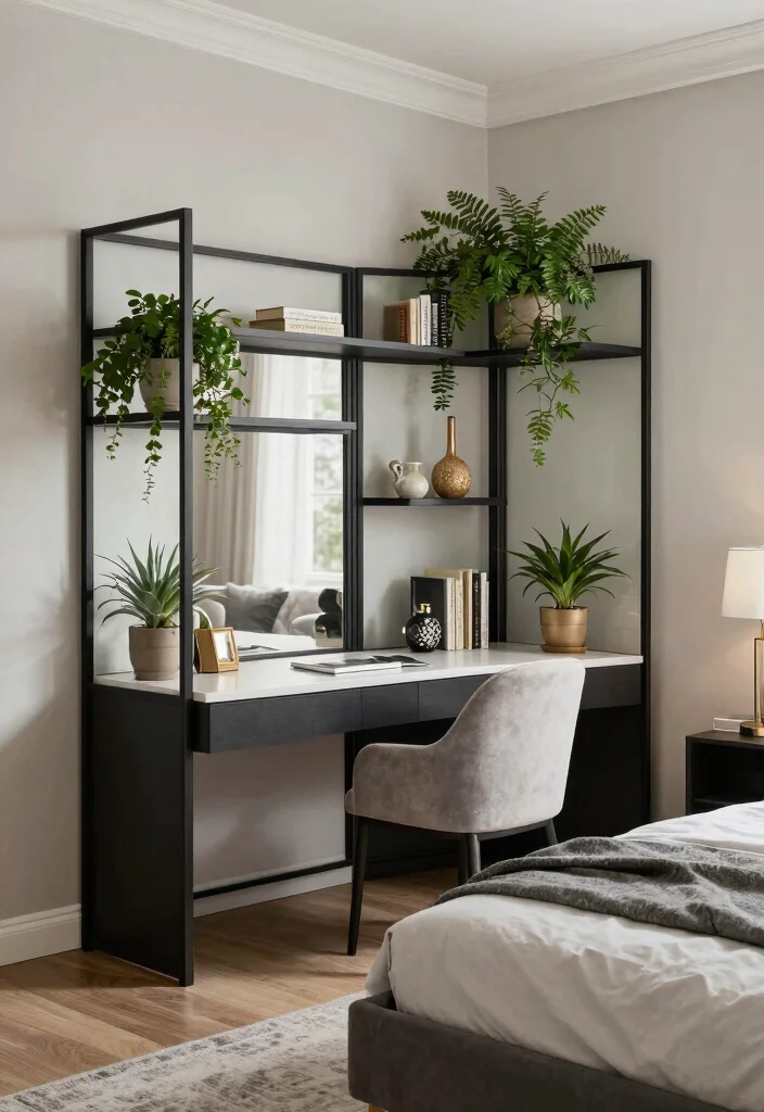 17 TV and Study Unit Bedroom Ideas That Save Space - 15. Elegant Room Dividers 1