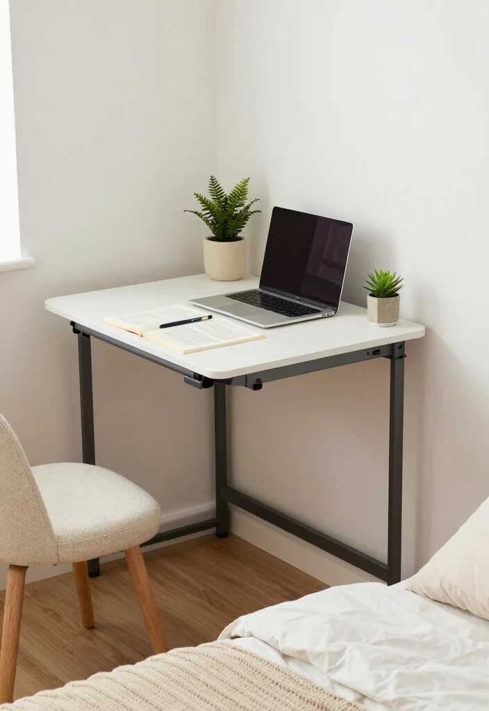 17 TV and Study Unit Bedroom Ideas That Save Space - 4. Foldable Desks 1