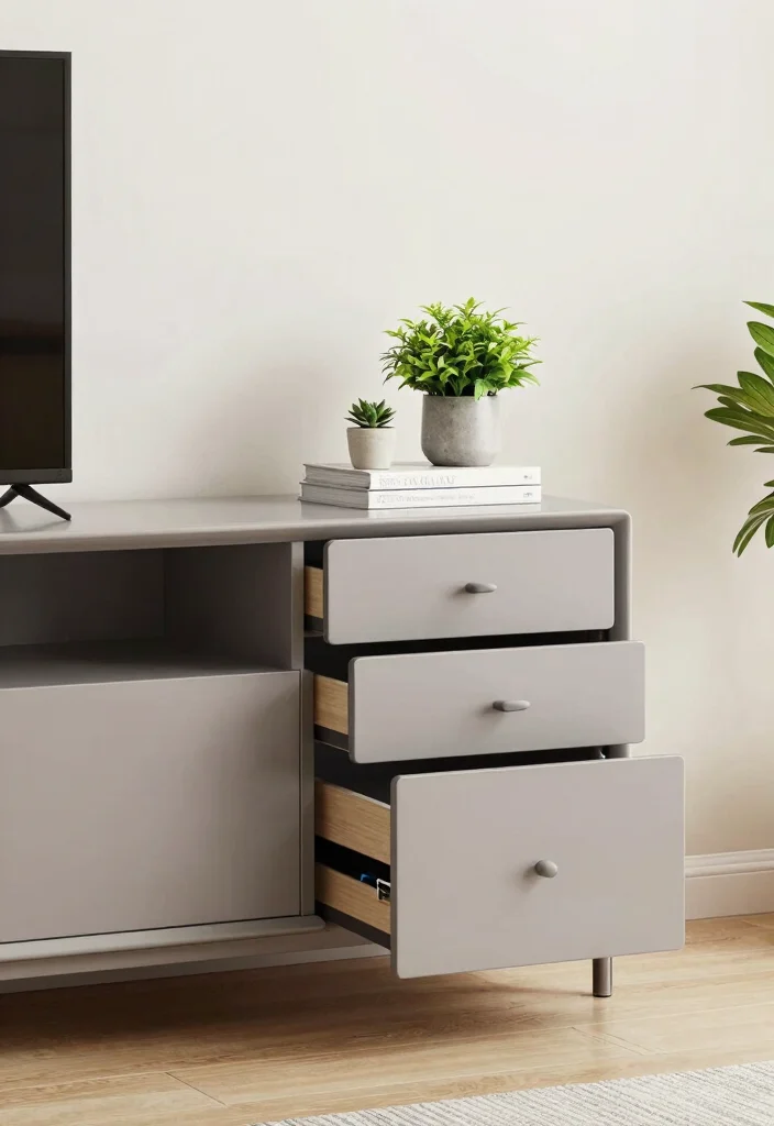 17 TV and Study Unit Bedroom Ideas That Save Space - 6. Compact TV Units with Storage Drawers 1