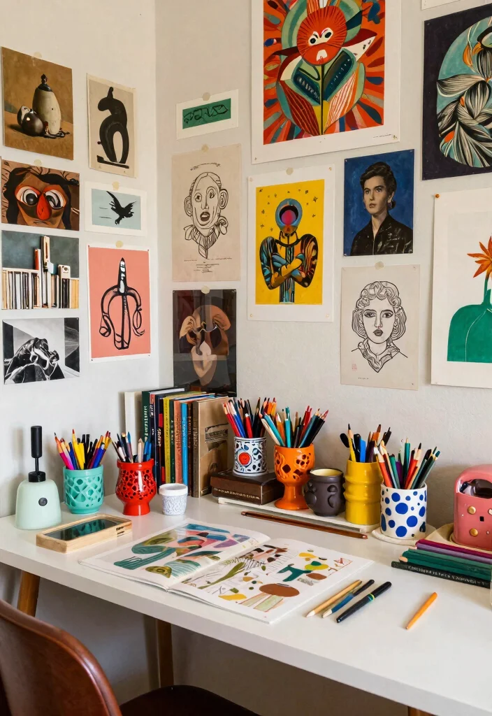 18 Artist Desk Setup Ideas That Spark Creativity 30 18 Artist Desk Setup Ideas That Spark Creativity - 10. Eclectic Mix and Match 1