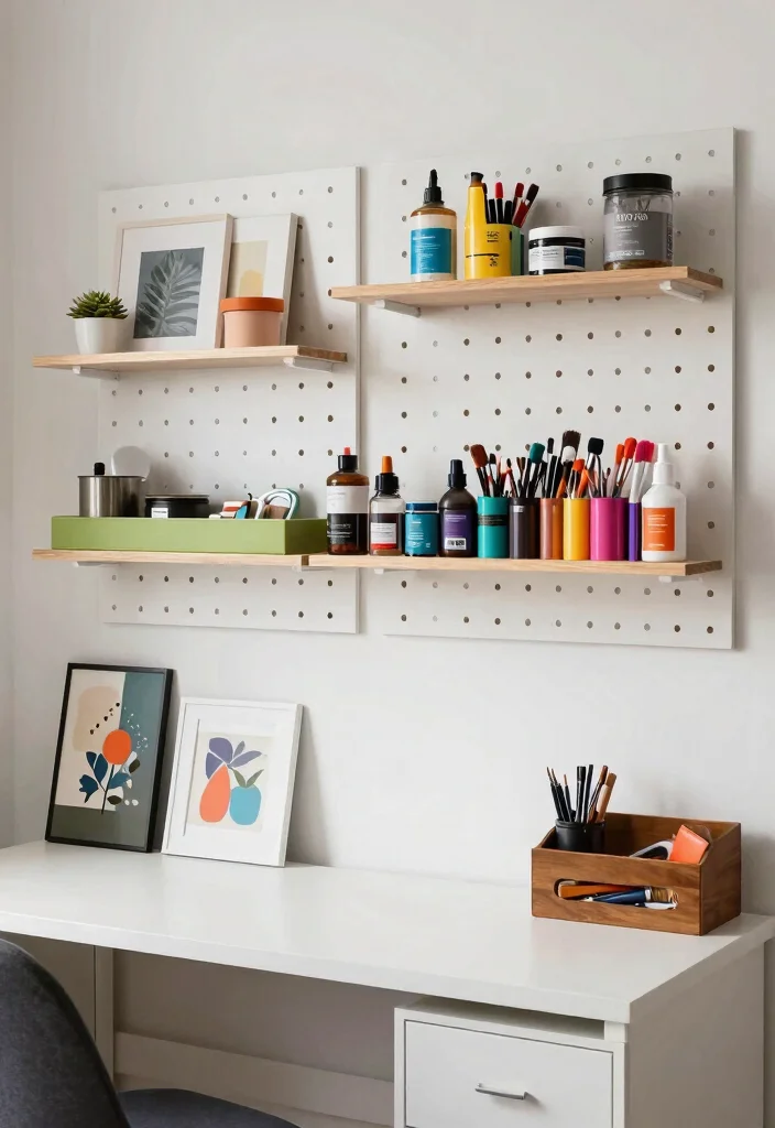 18 Artist Desk Setup Ideas That Spark Creativity 41 18 Artist Desk Setup Ideas That Spark Creativity - 11. Artistic Wall Storage 1