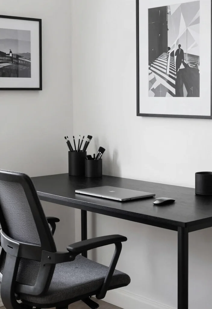 18 Artist Desk Setup Ideas That Spark Creativity 13 18 Artist Desk Setup Ideas That Spark Creativity - 3. Monochromatic Magic 1