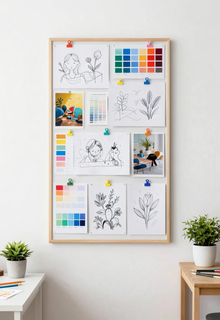 18 Artist Desk Setup Ideas That Spark Creativity 25 18 Artist Desk Setup Ideas That Spark Creativity - 5. Vertical Inspiration Board 1