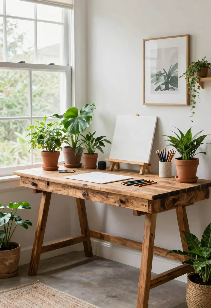 18 Artist Desk Setup Ideas That Spark Creativity 26 18 Artist Desk Setup Ideas That Spark Creativity - 6. Nature-Inspired Workspace 1
