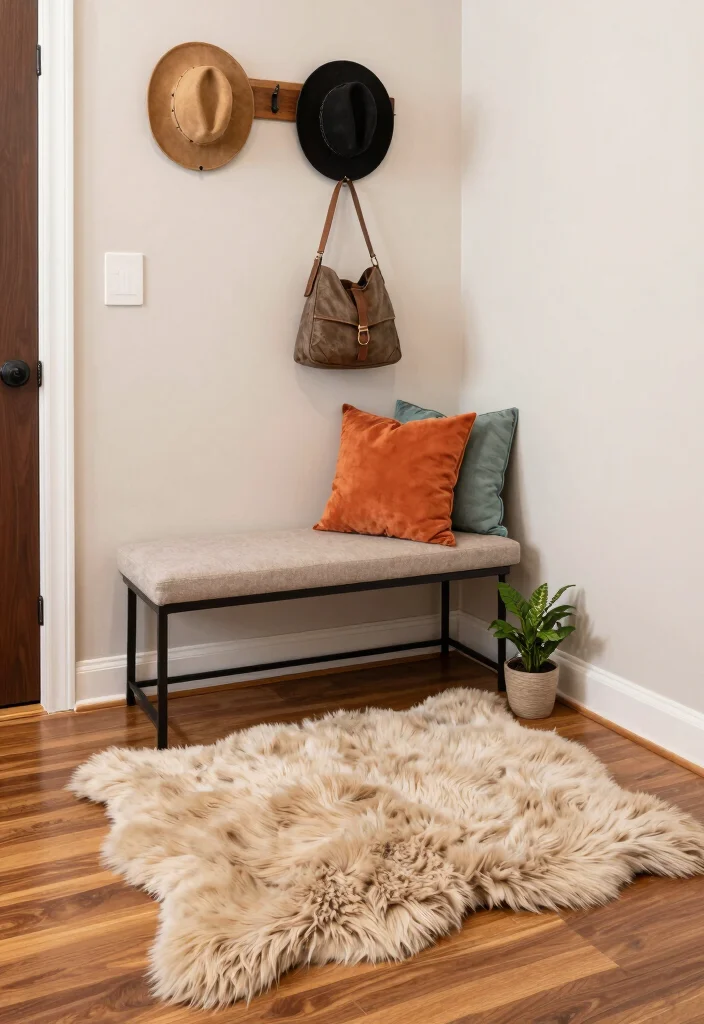 18 Faux Fur Rug Ideas That Add Instant Cozy - 10. Functional Entryway 1