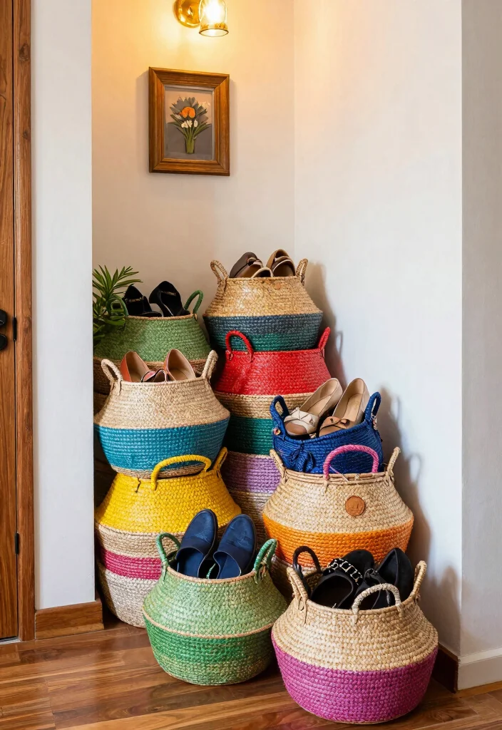 18 Shoe Unit Design Modern Ideas That Stay Sleek 55 18 Shoe Unit Design Modern Ideas That Stay Sleek - 15. Colorful Shoe Baskets 1