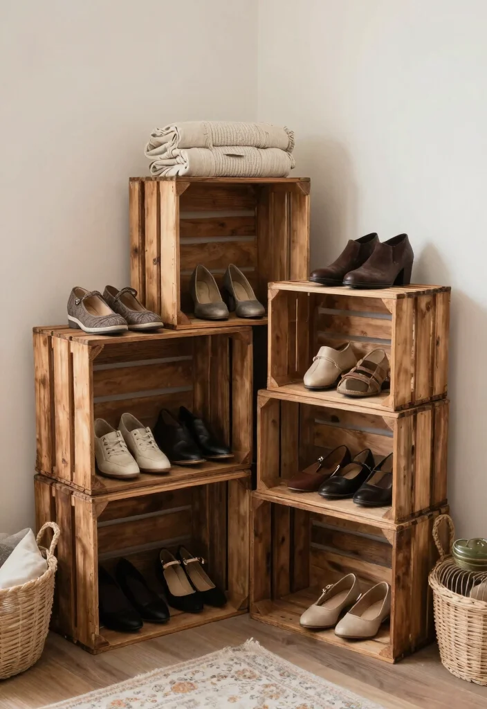 18 Shoe Unit Design Modern Ideas That Stay Sleek 68 18 Shoe Unit Design Modern Ideas That Stay Sleek - 18. Upcycled Crates for Rustic Storage 1