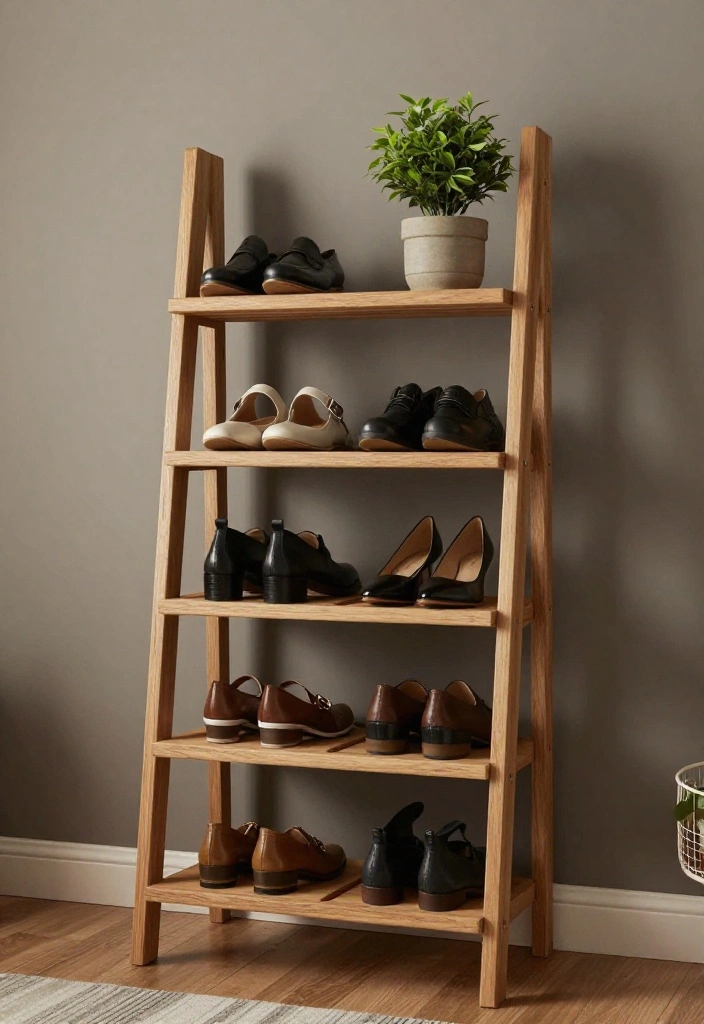 18 Shoe Unit Design Modern Ideas That Stay Sleek 27 18 Shoe Unit Design Modern Ideas That Stay Sleek - 7. Ladder-Style Shoe Rack 1