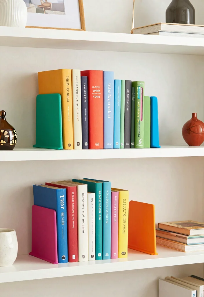 18 Small Bookshelf Decor Ideas That Look Pinterest Perfect 66 18 Small Bookshelf Decor Ideas That Look Pinterest Perfect - 16. Use Colorful Bookends for Fun 1