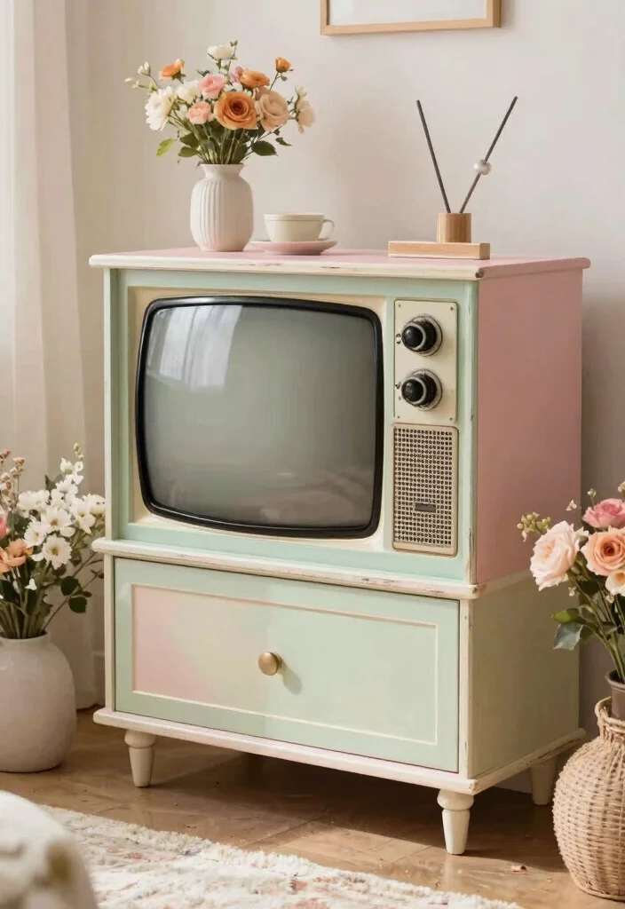 18 TV Unit Vintage Ideas With Timeless Charm 53 18 TV Unit Vintage Ideas With Timeless Charm - 13. Shabby Chic Style 1
