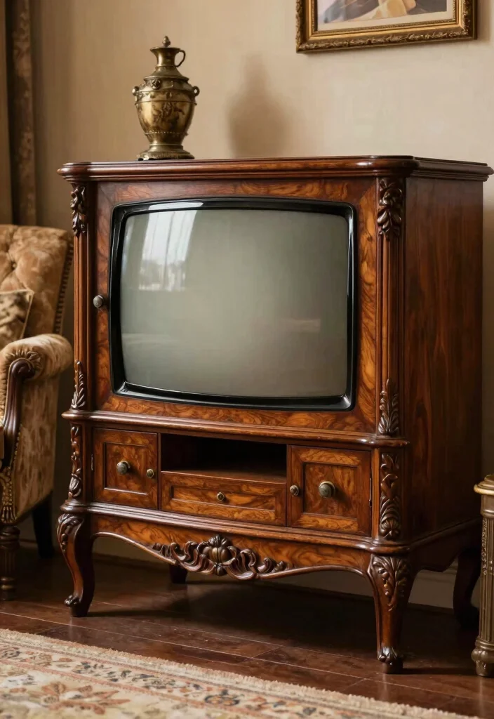 18 TV Unit Vintage Ideas With Timeless Charm 13 18 TV Unit Vintage Ideas With Timeless Charm - 3. Antique Elegance 1