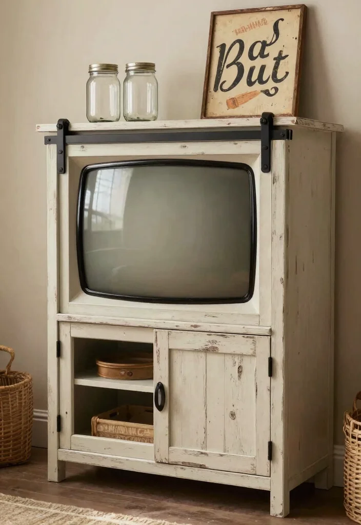 18 TV Unit Vintage Ideas With Timeless Charm 28 18 TV Unit Vintage Ideas With Timeless Charm - 8. Farmhouse Vibes 1