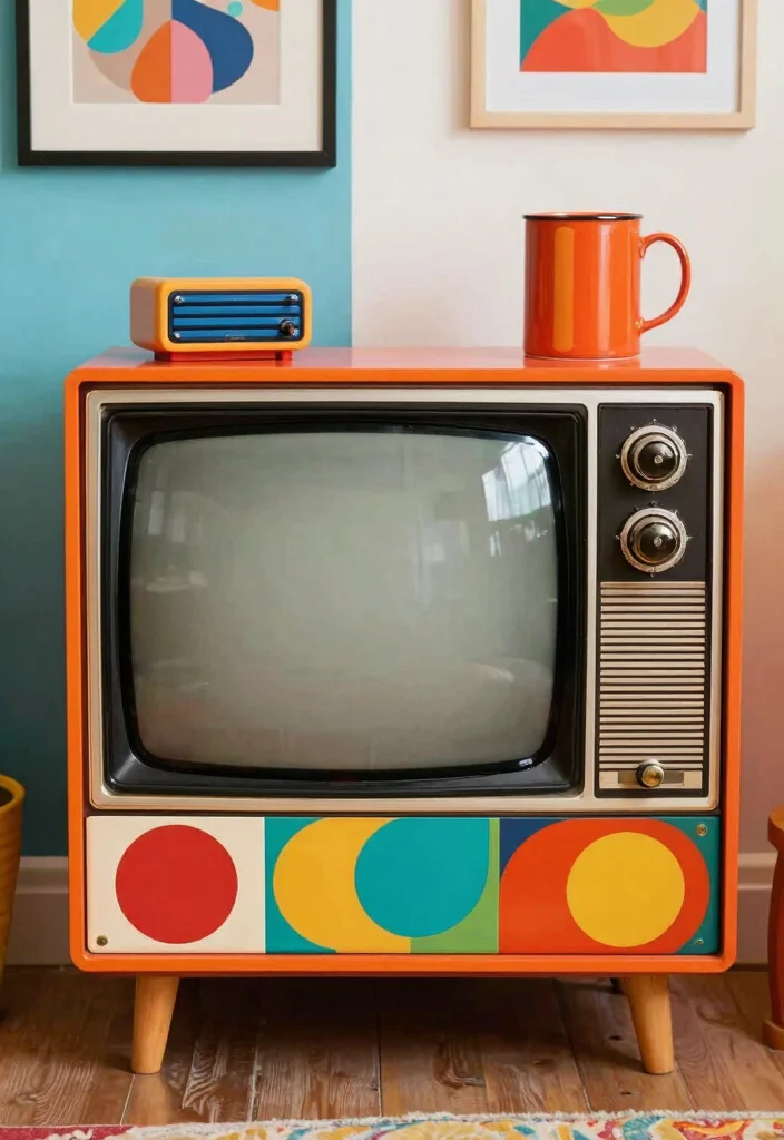 18 TV Unit Vintage Ideas With Timeless Charm 39 18 TV Unit Vintage Ideas With Timeless Charm - 9. Funky Retro Patterns 1