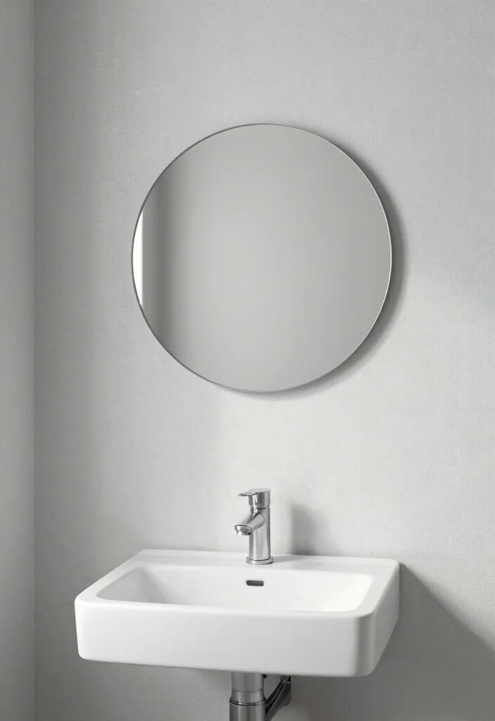 18 Wallpaper Behind Bathroom Mirror Ideas That Pop - 10. Minimalist Simplicity 1