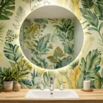 18 Wallpaper Behind Bathroom Mirror Ideas That Pop