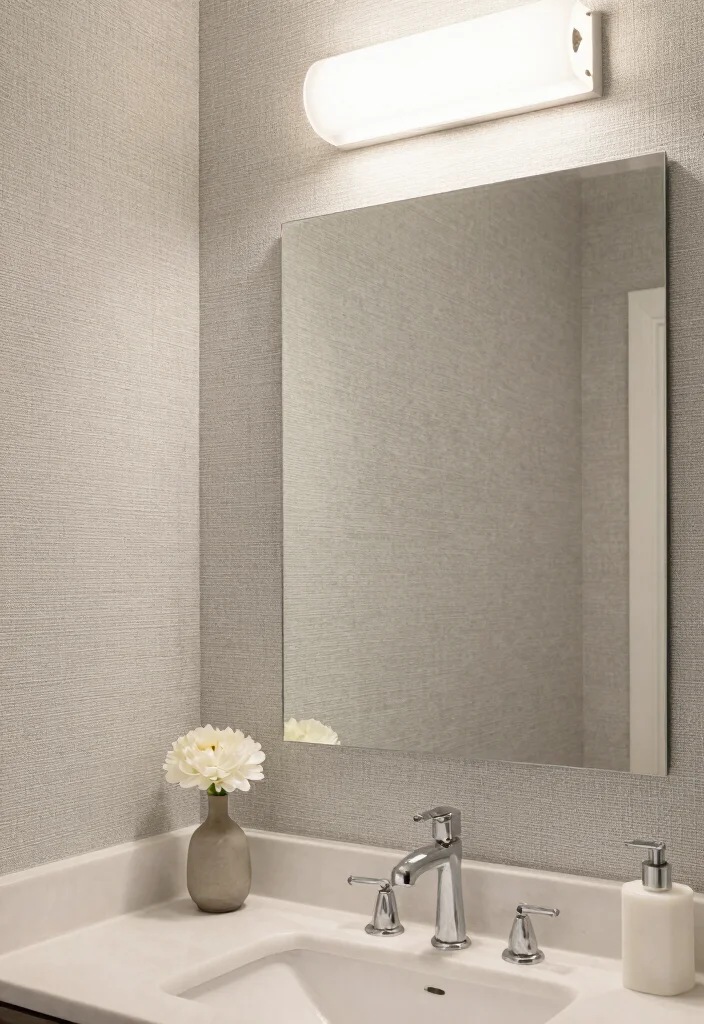 18 Wallpaper Behind Bathroom Mirror Ideas That Pop - 3. Textured Walls 1